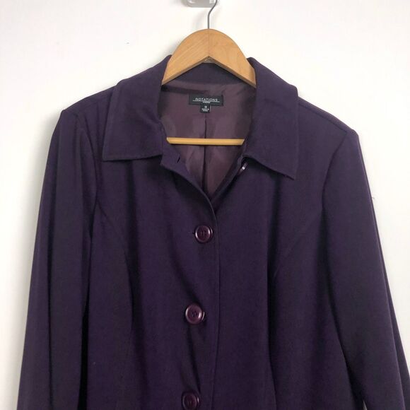 NWT Notations Women's Long Sleeve Button Front Shirt Jacket Solid Purple Size 1X - Picture 2 of 5